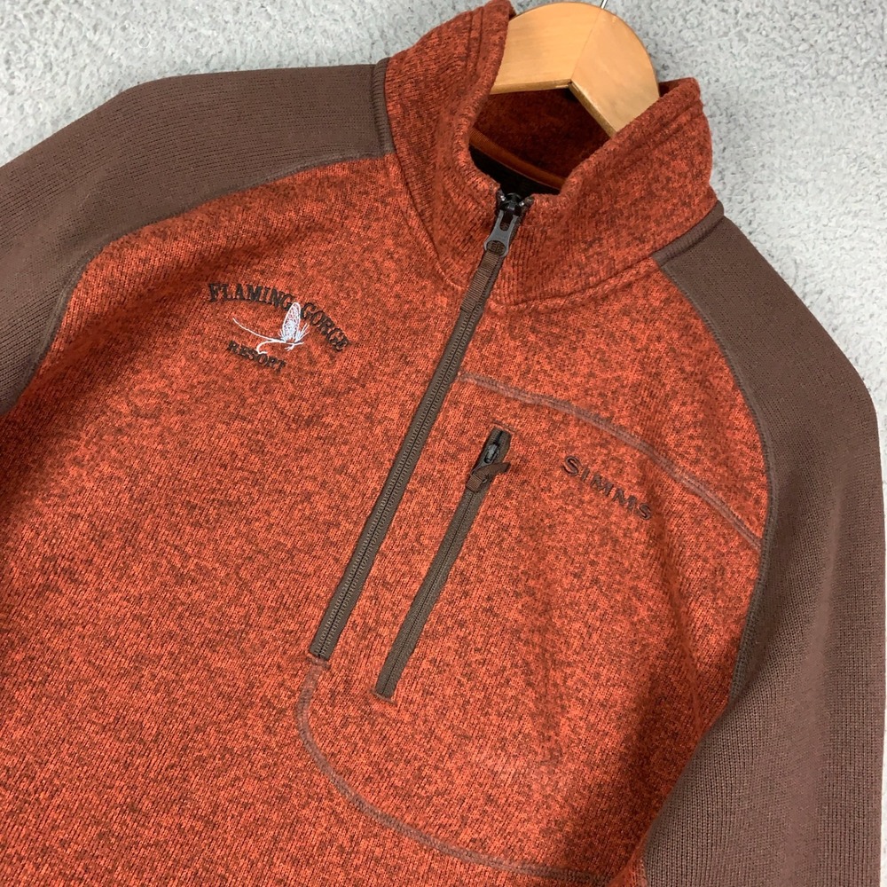 Simms Rogue Fleece Pullover Men's Large L Rust 1/4 Zip Outdoor Fishing